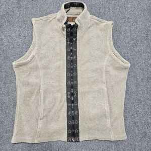 Gallop Women’s Beige Equestrian Fleece Full Zip Vest Horses Western Rodeo Ranch